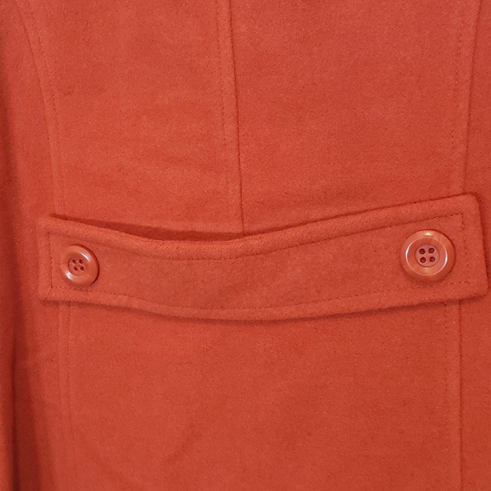 Chadwicks Wool Blend Pea Coat Double Breasted Size 10P Pockets Orange - Picture 12 of 16